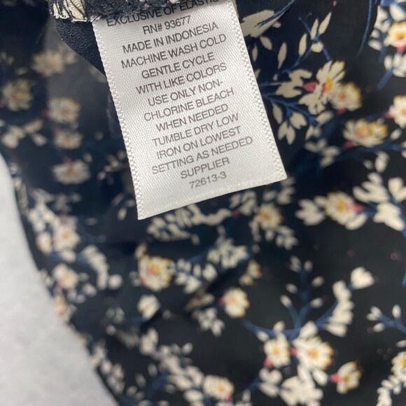 ana Top Womens 2XL Black Beige Floral Smocked Flowy Popover Lightweight Shirt - Picture 9 of 10